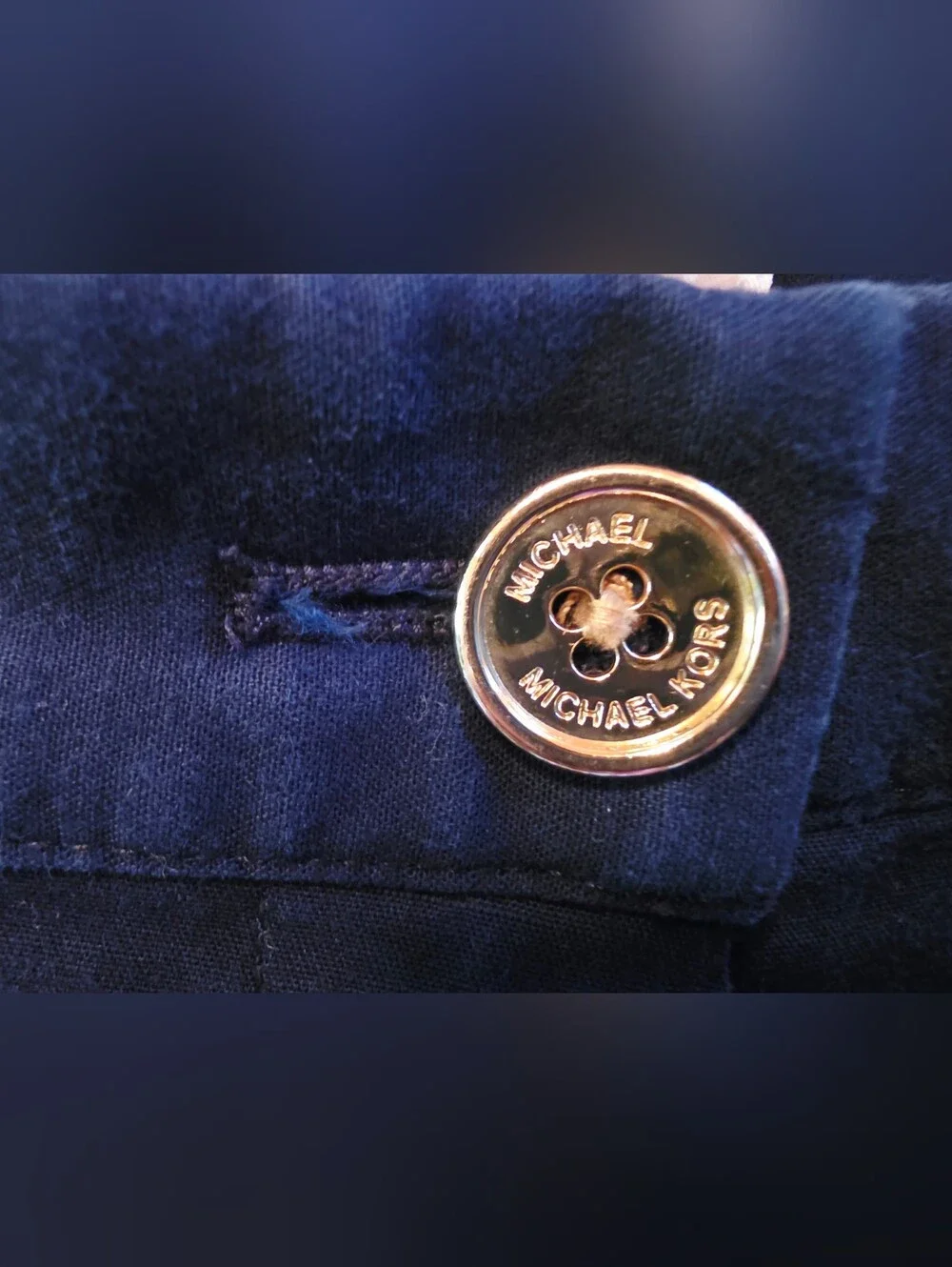 Michael Kors Blue Straight Leg Jeans with Gold Zippers